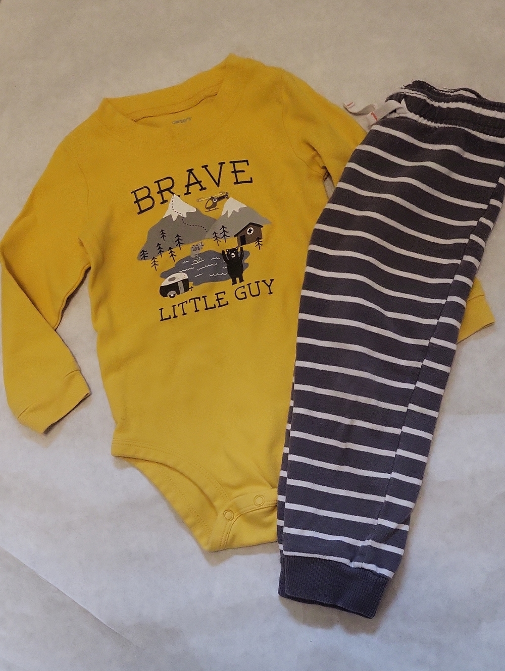Carter's 'Brave Little Guy' long sleeve bodysuit/onesie with matching pants